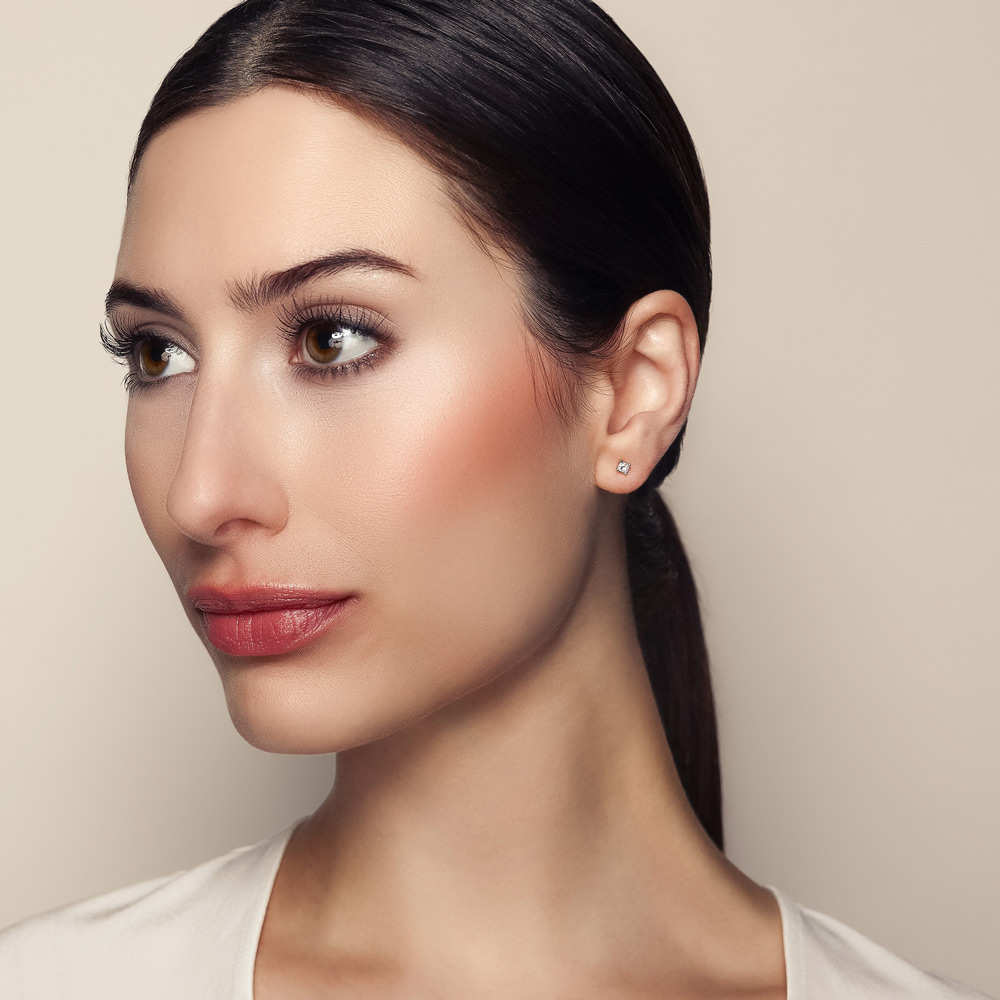 Princess Diamond Stud Earrings in White Gold, 0.25 cttw